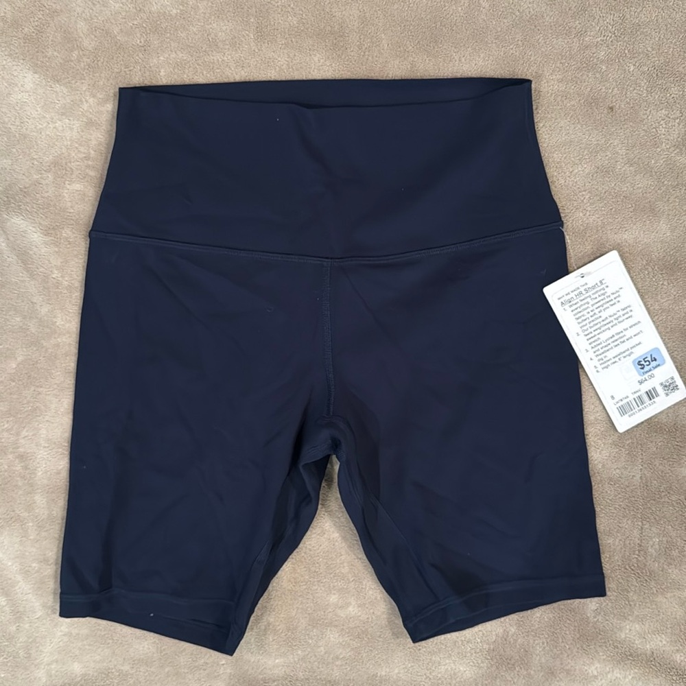 Lululemon true navy align short 8” size 8 NWT!